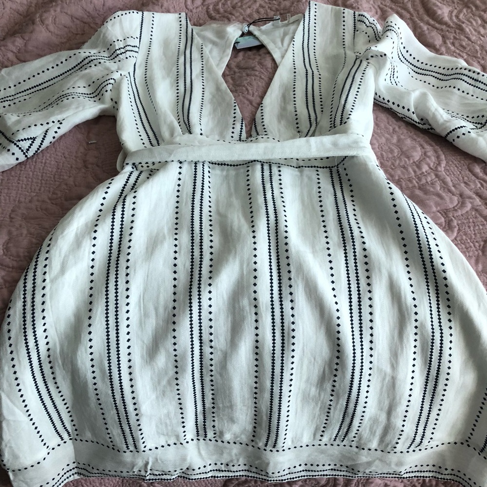 White linen mini dress